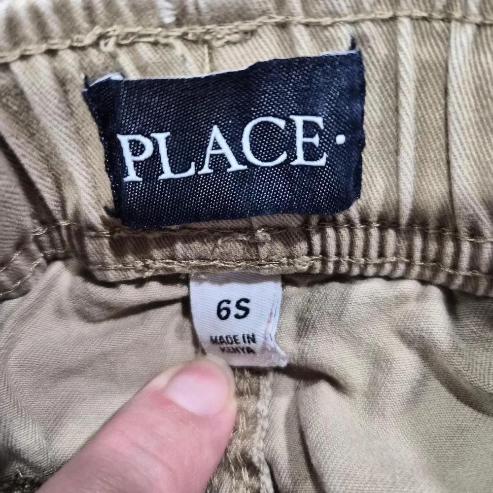 The Children's Place Khaki Elastic Waist Cargo Pants Size 6 Slim